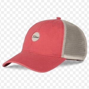 NWT Titleist Golf Montauk Mesh Broken-In Softness, Relaxed Mesh Back Hat, Pink